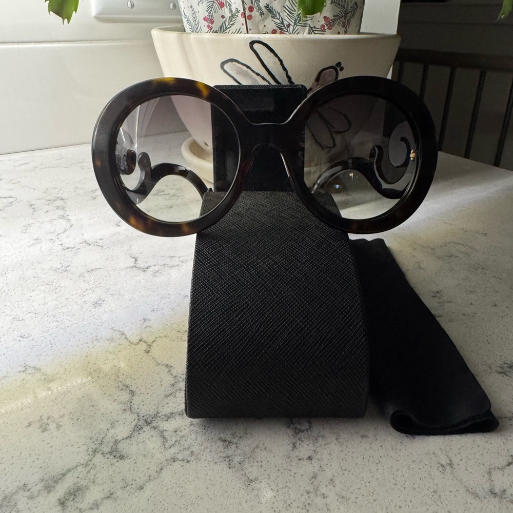 Authentic Prada Baroque Style Black and Brown Sunglasses